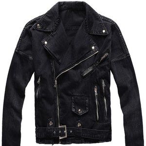 Black Biker Jean Jacket